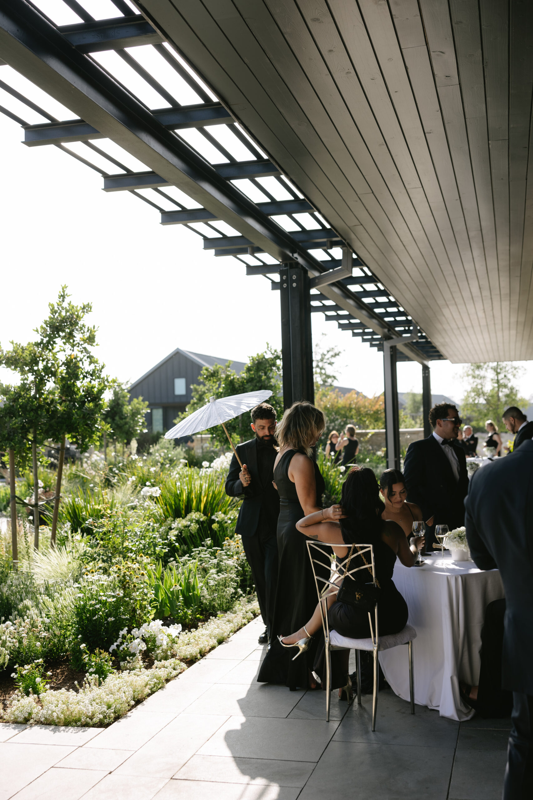 Guests enjoying cocktail hour at Napa Valley wedding venue, Stanly Ranch