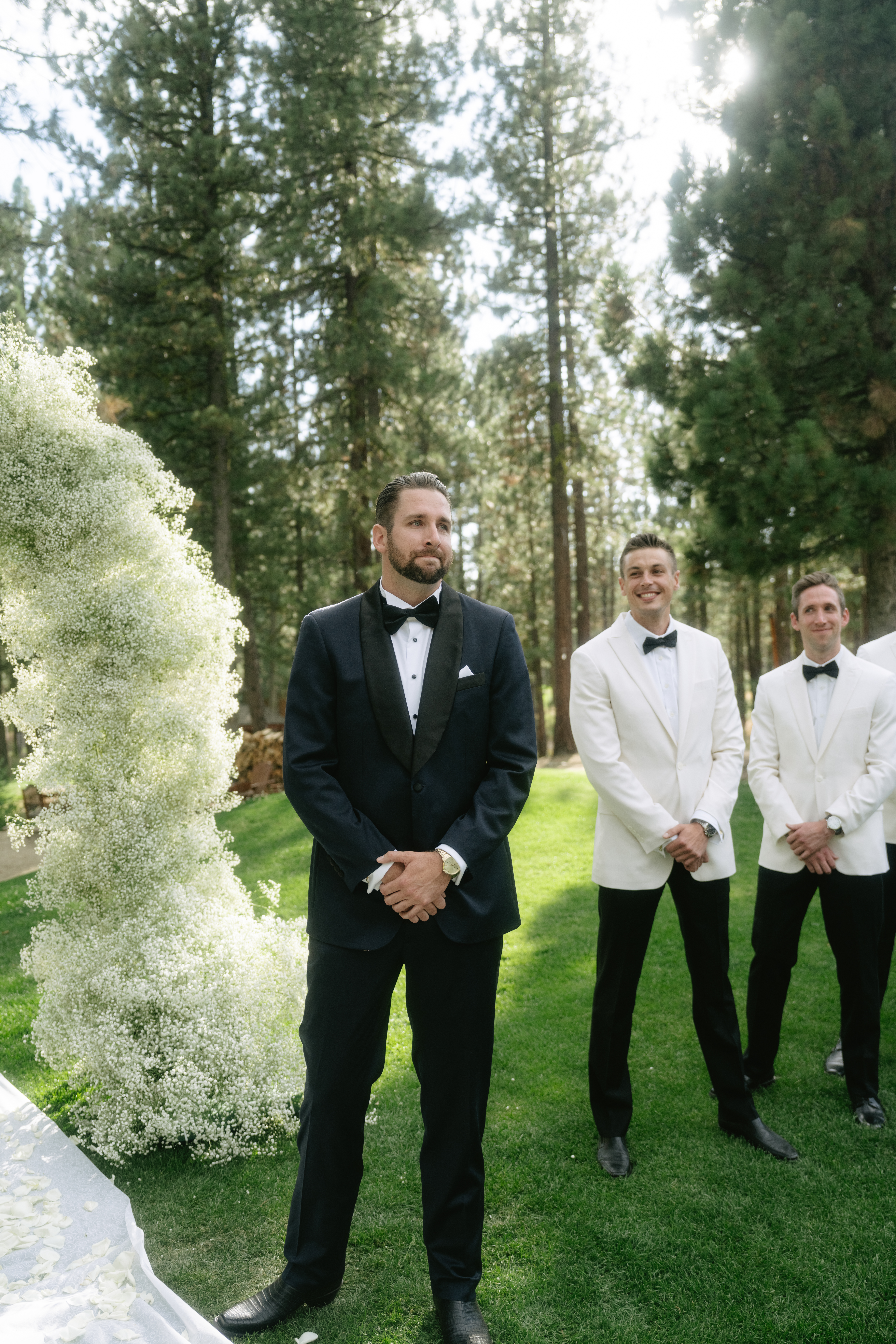 Groom's reaction to bride walking down the aisle