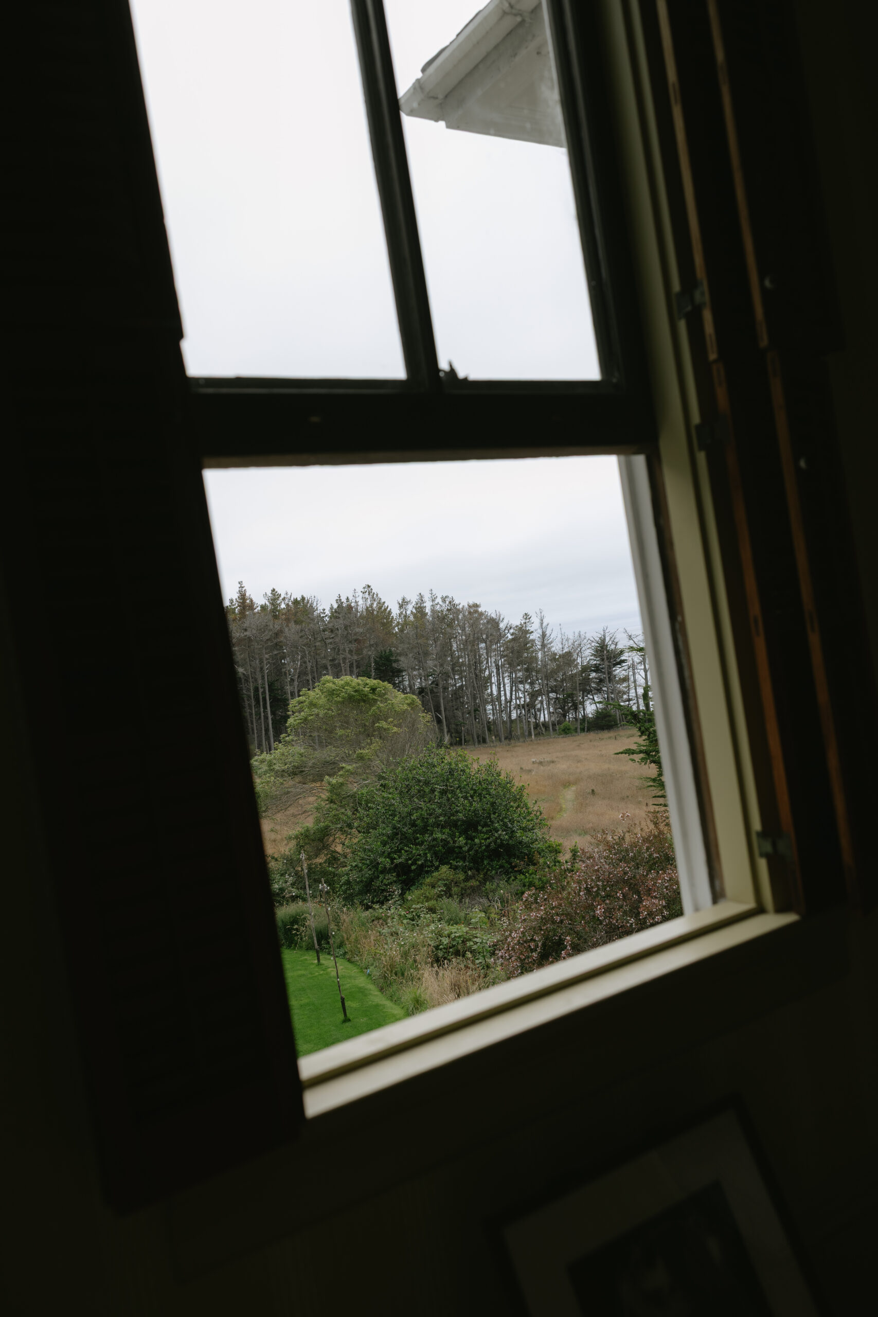 A view of Switzer Farm through a window