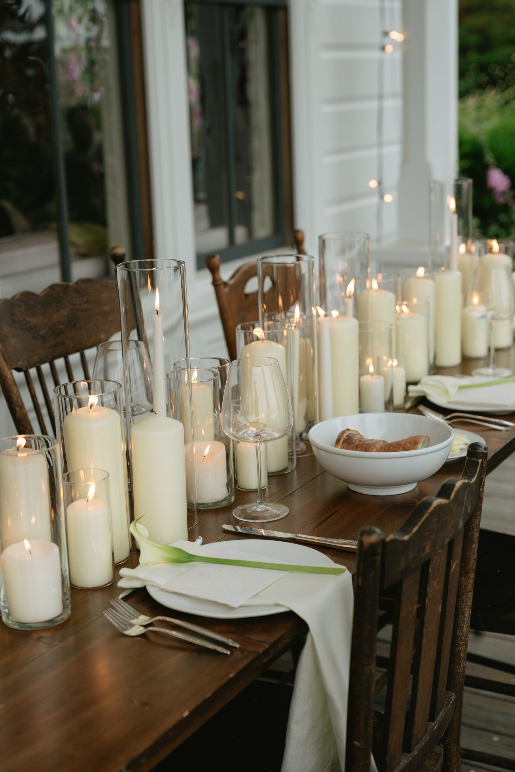 A candlelit wedding reception table