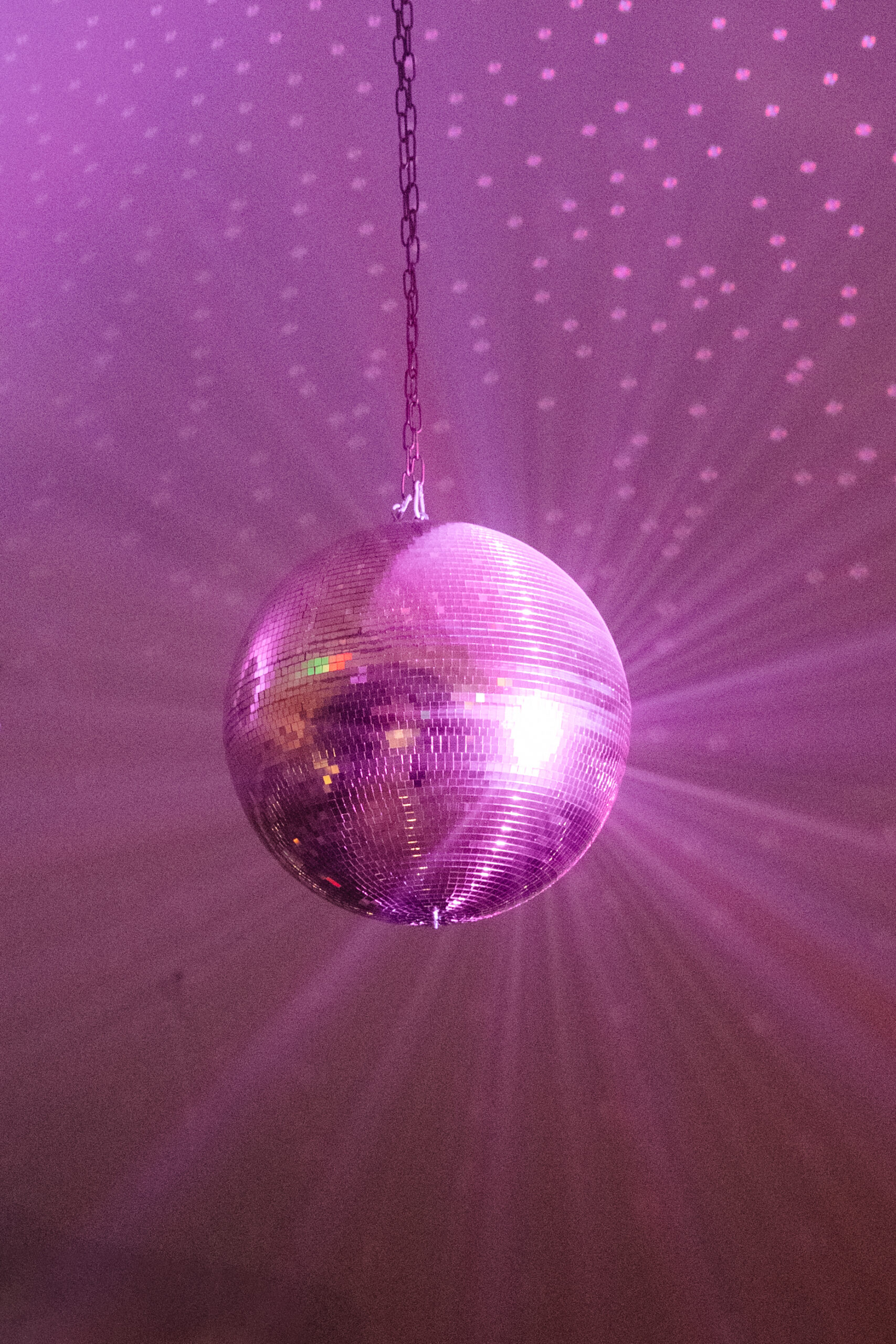 Disco ball at wedding reception