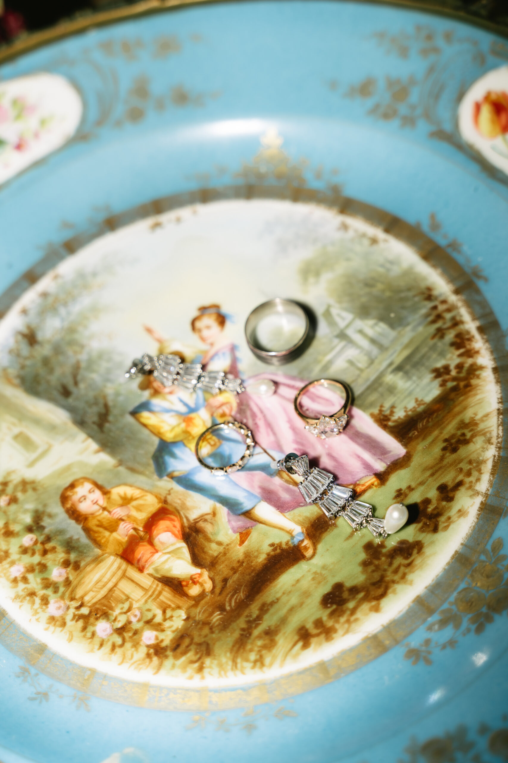 Wedding jewelry on a plate
