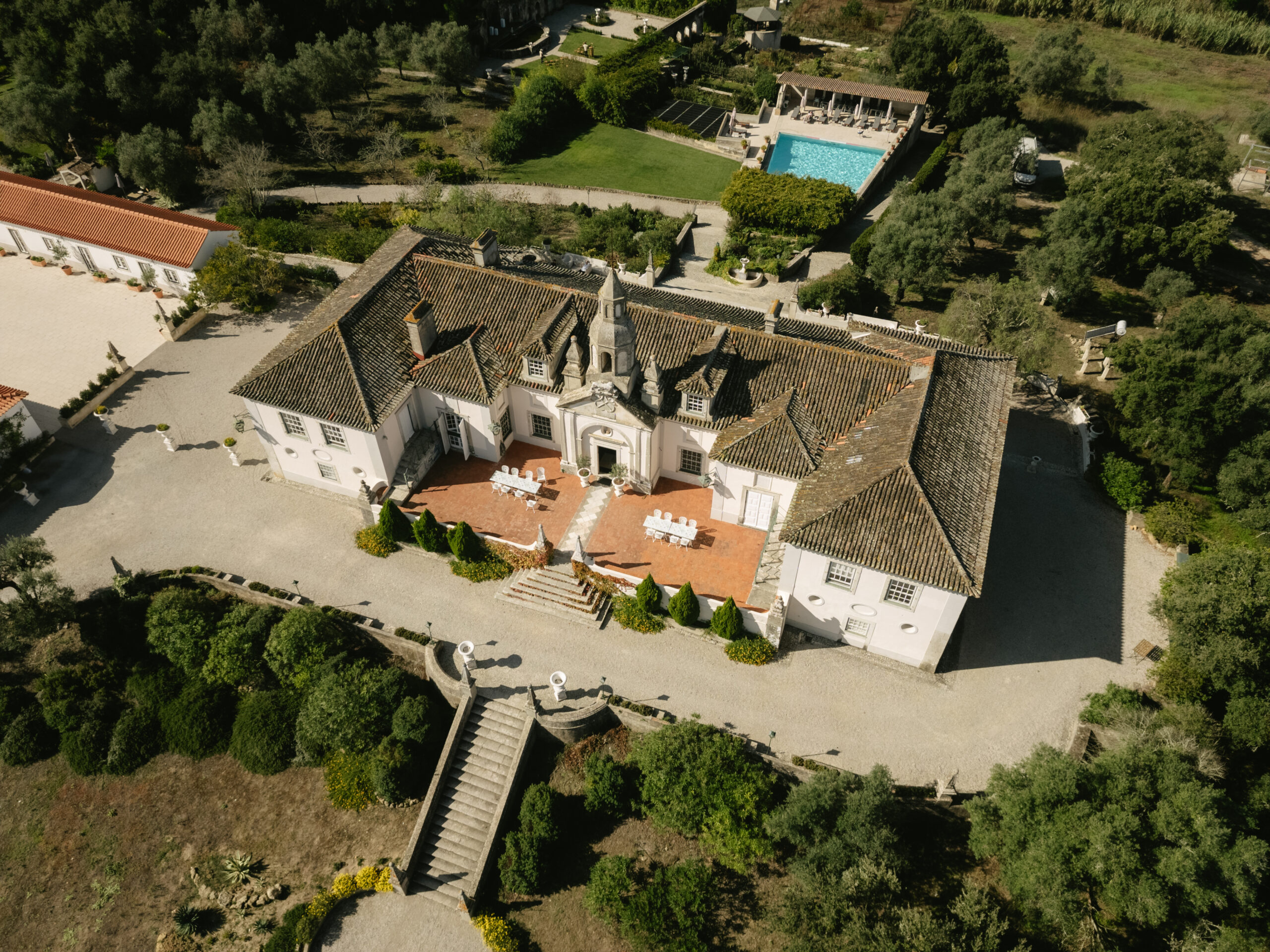 Arial view of a destination wedding venue in Portugal
