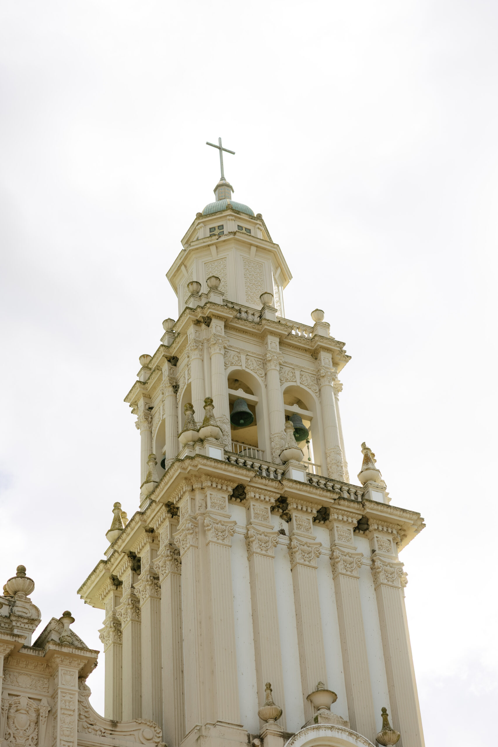 The top of a church holding a Catholic wedding