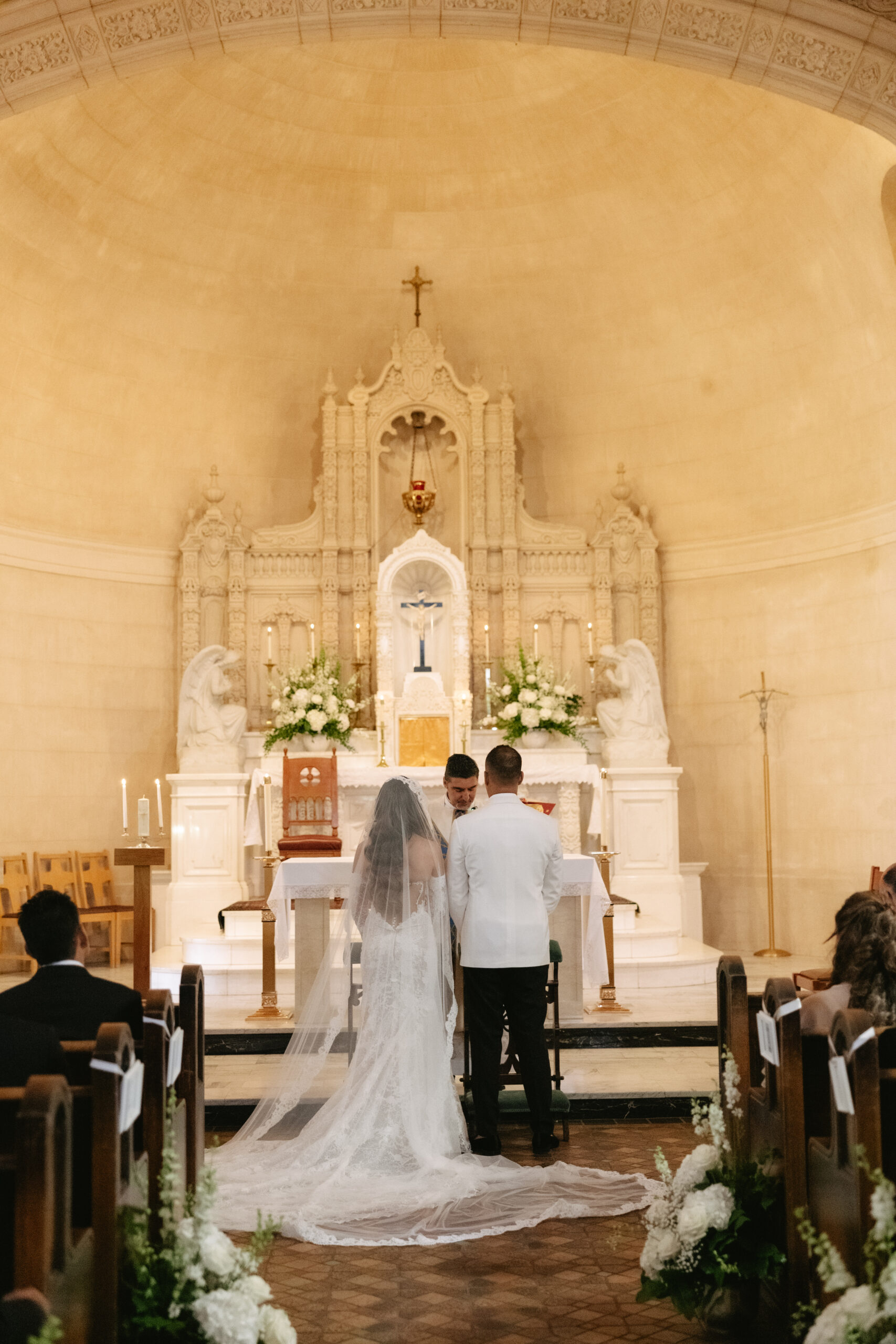 A Catholic wedding inside of a church in California
