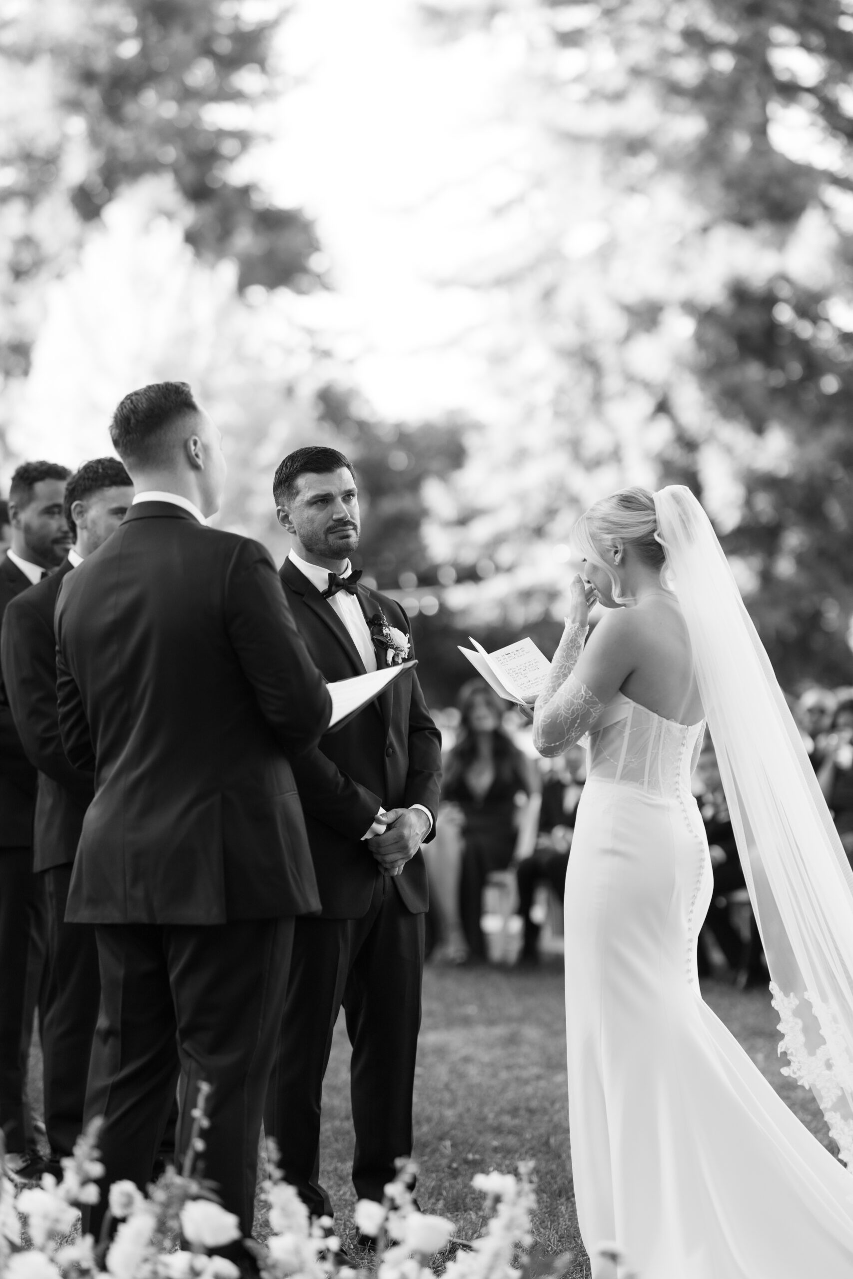 A couple sharing vows during their wedding ceremony