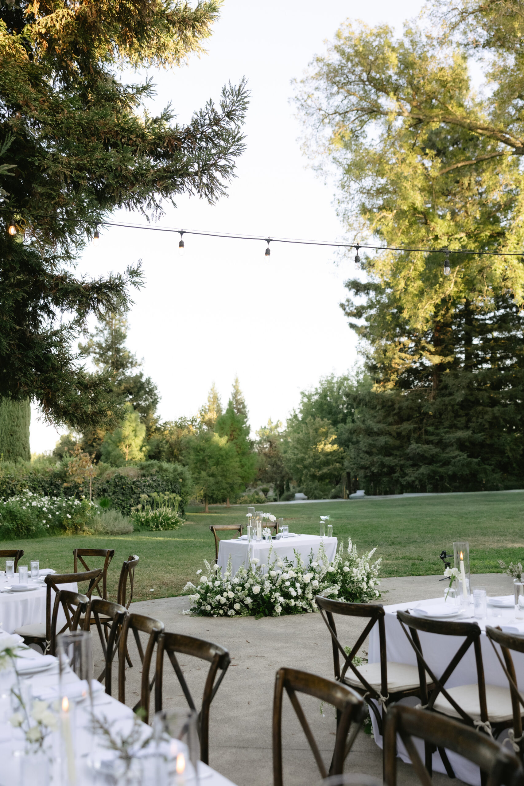 A wedding reception table setup for a PArk Winters wedding