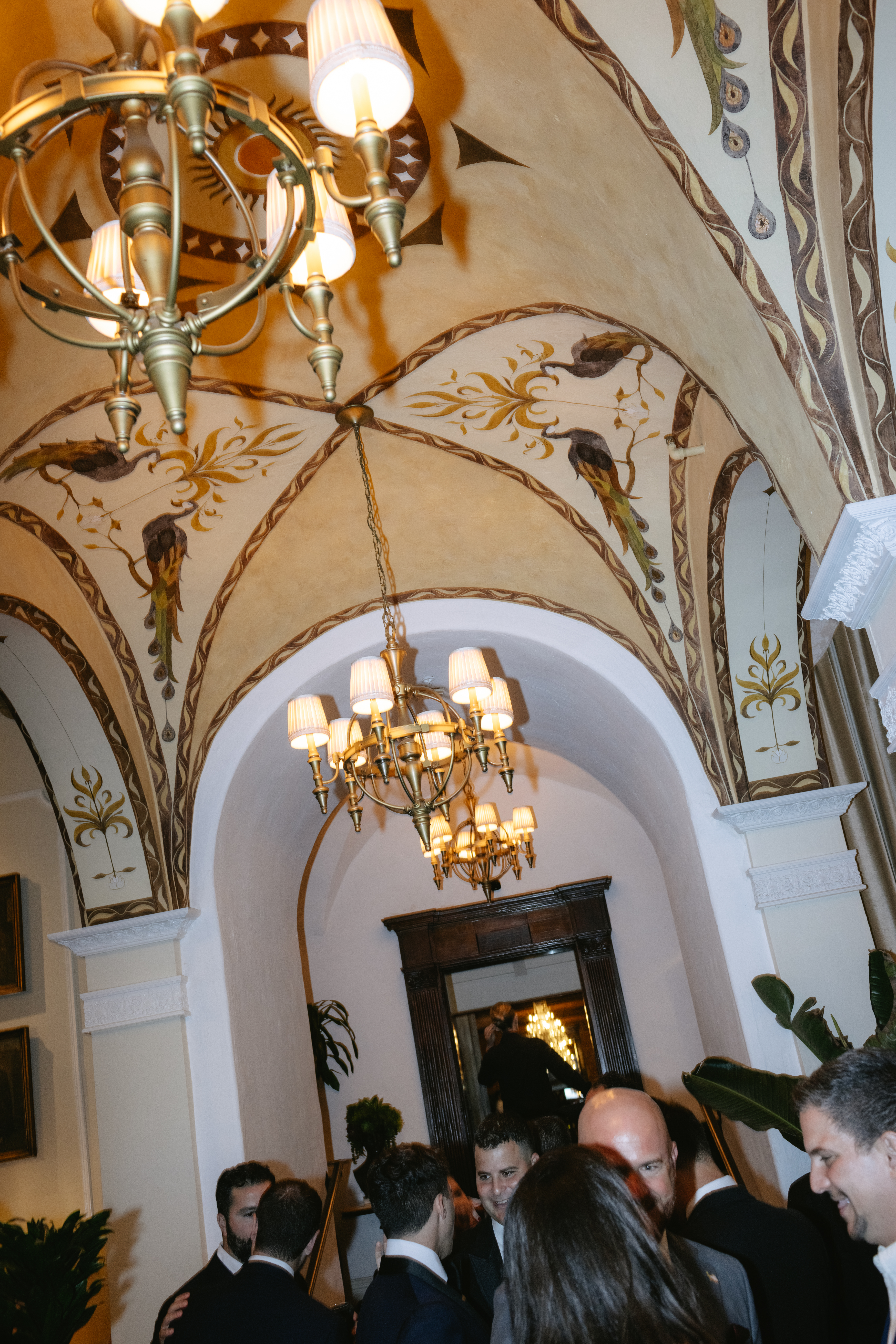 The ceilings inside of the Carondelet house captured through documentary style wedding photography