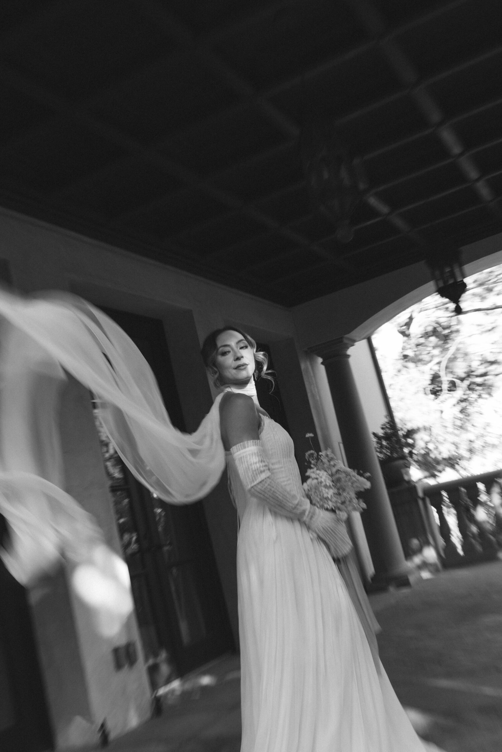 A bride model posing for photos at a styled shoot