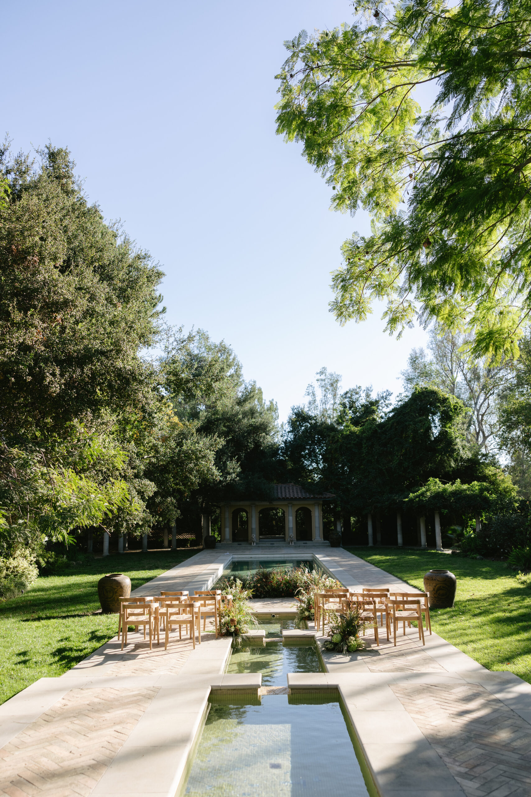 Pasadena wedding venue Etienne Estate set up for a wedding ceremony
