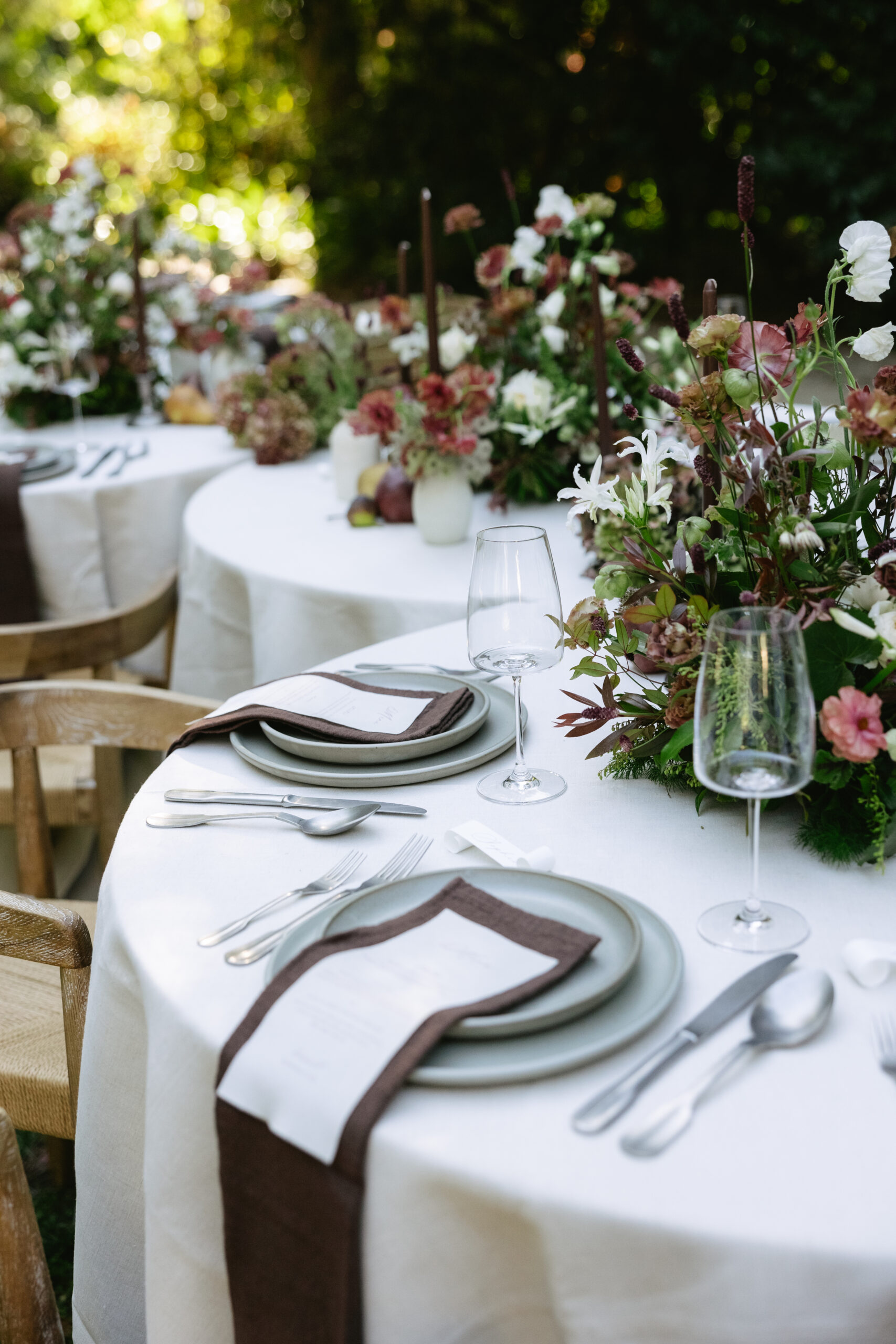A wedding table setup at a styled shoot